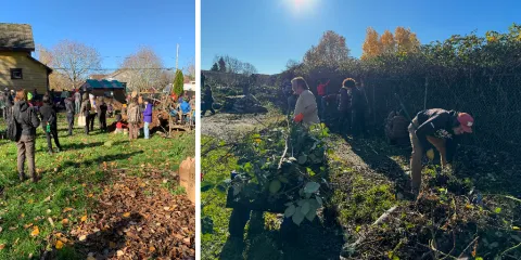 people gardening at NAYA's Unthanksgiving event