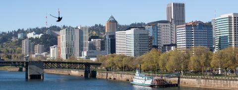 Photo of downtown Portland with Willamette River