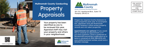 Multnomah County Residential Appraisal Postcard