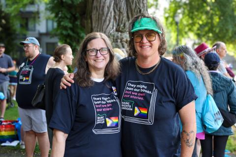 Auditor Jennifer McGuirk and Basic Rights Oregon Executive Director Kyndall Mason at Portland Pride Parade.