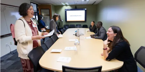 Multnomah County Auditor's Open House: Portland Auditor Simone Rede and Audit Director Nicole Dewees talk at the open house.