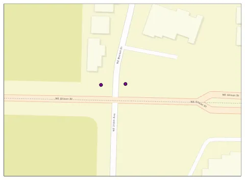 a map showing the location of some of the curb ramps listed in the text