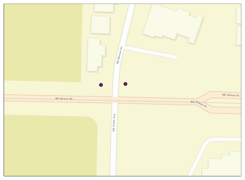 a map showing the location of some of the curb ramps listed in the text