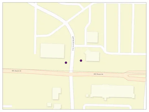 a map showing the location of some of the curb ramps listed in the text