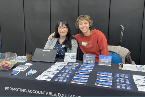 Left to right: County Ombudsperson Cheryl Taylor and Ombudsperson Intake Specialist Kate Milne, at IRCO’s 2024 Winter Health Resource Fair.