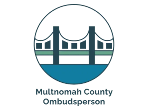 Green bridge with the words Multnomah County Ombudsperson