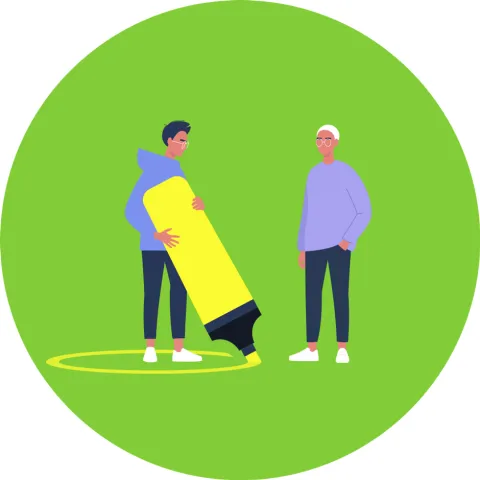 A person draws a line around themselves with a highlighter pen