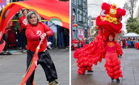 a skillful Dragon Poi Dance and Dragon Dog Dancers