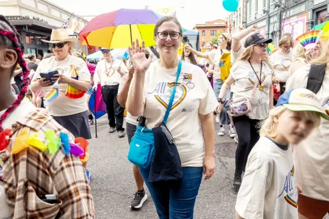 Auditor Jennifer McGuirk at the Portland Pride Parade 2025
