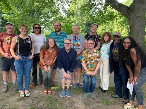 Portland's Ryan White HIV Services Planning Council staff and volunteers pose in the park.