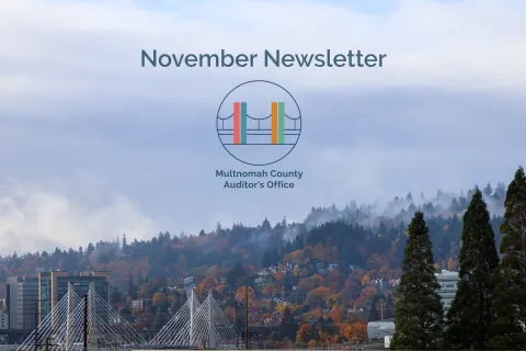 Multnomah County fall trees and bridge.