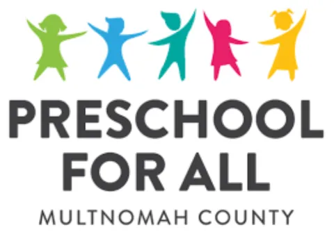 Preschool for all logo with graphic images of children.