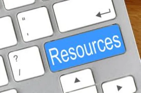 Reads "Resources" on a keyboard