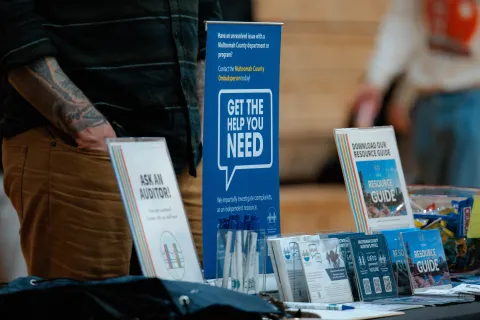 Close up of Ombudsperson information table