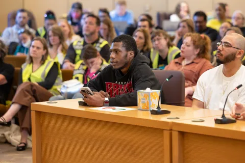 Person providing public testimony on April 29